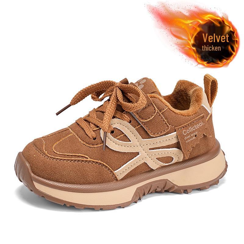 Kids' Autumn/Winter Soft Sole Casual Shoes – Plus Velvet Warm, Lightweight, Versatile, and Comfortable Sports Shoes for Medium & Large Children.