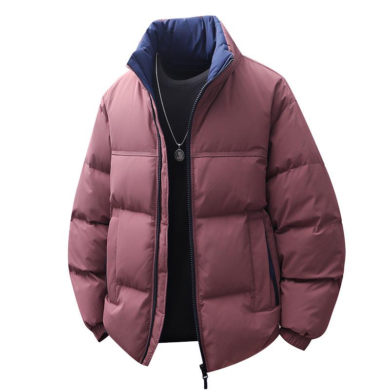 Trendy Warm Stand Collar Solid Color Down Jacket