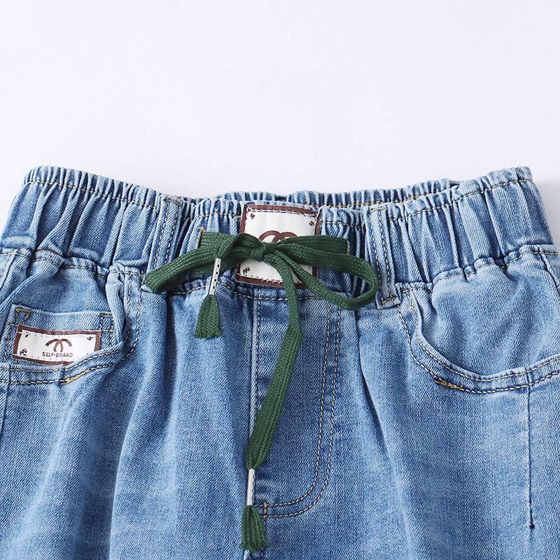 Foreign Trade European and American Single Elastic Waist Lace-up Jeans 2025 New Women Loose Slimming Versatile Harem Pants