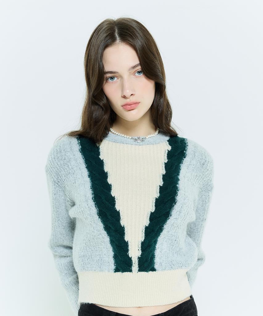 LARTIGENT L6 Cable Color Knit(Gray)