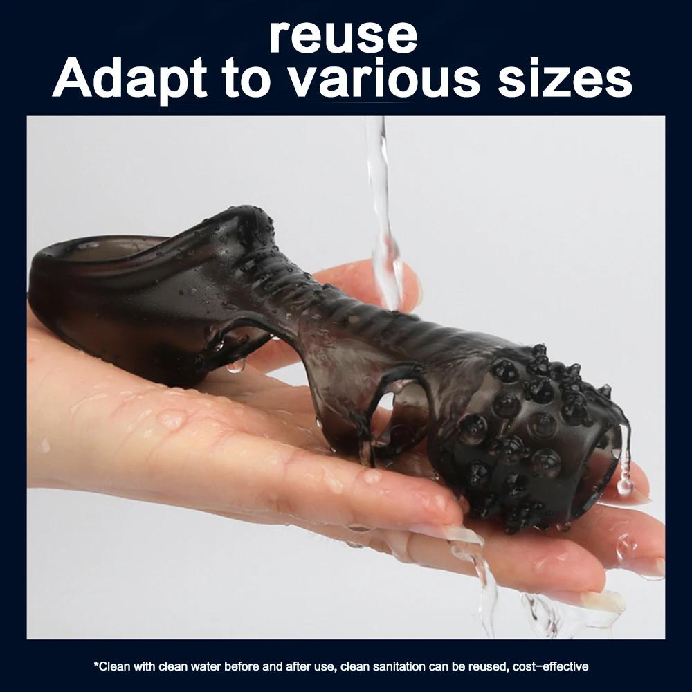 Penis Ring Delayed Ejaculation Cock Ring Adult Sex Products Dildo Extender Sleeve Reusable Condoms Glans Cover For Men Chastity