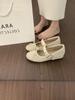 Night Wind Heightening Woven Single Shoes Women's Shoes One-word Buckle with Round Head Mary Jane Shoes Bow Ballet Shoes