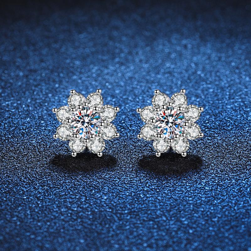 0.3-0.5ct Moissanite Earrings for Women Lab Grown Diamond Ear Studs 925 Silver Fine Jewelry Gift