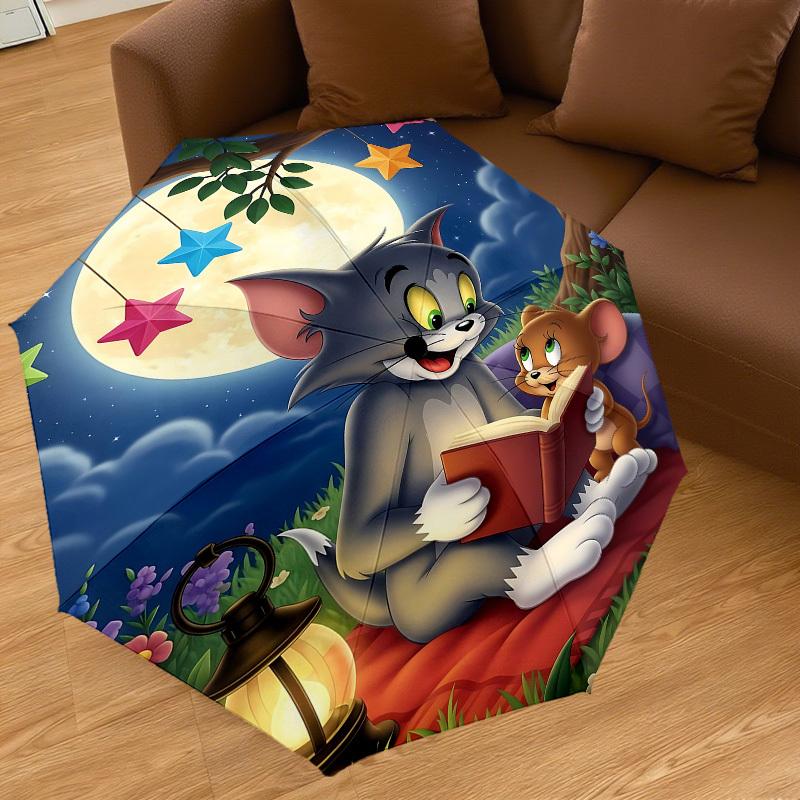 1PC Warner Tom and Jerry Automatic Open/Close Umbrella with Windproof, 56-Rib Sturdy Canopy, Durable Ribs1273A