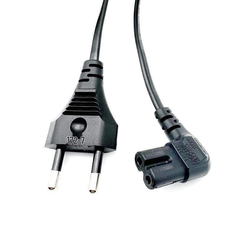 Thai Standard Two-Pin Angled Power Cord for Audio/Lamp, 8-Shape Tail, 2-Core.