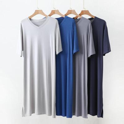 Pijama lungă din modal pentru bărbați Primăvară Vară Mărime Mare Design Subțire Larg Decolteu în V Culoare Uni Topuri de dormit Potrivite pentru bărbați