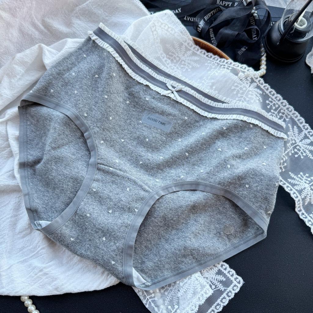 Ladies Summer Sweet Printed Lace Trimmed Striped Cotton Briefs