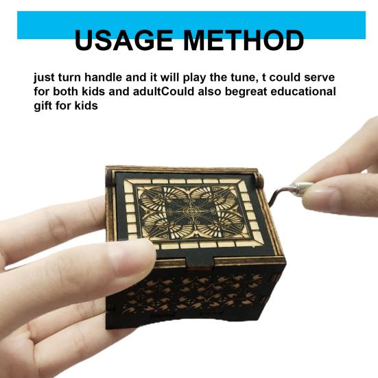 Wooden Music Box Exquisite Home Decoration Black Saving Space Musical Trinket Box