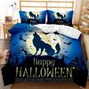 Copripiumino Halloween King Size, Gatto Strega Cartone Animato Luna Zucche Notte Spaventosa Coperta Trapuntata Set Biancheria da Letto in Microfibra per Bambini Ragazze