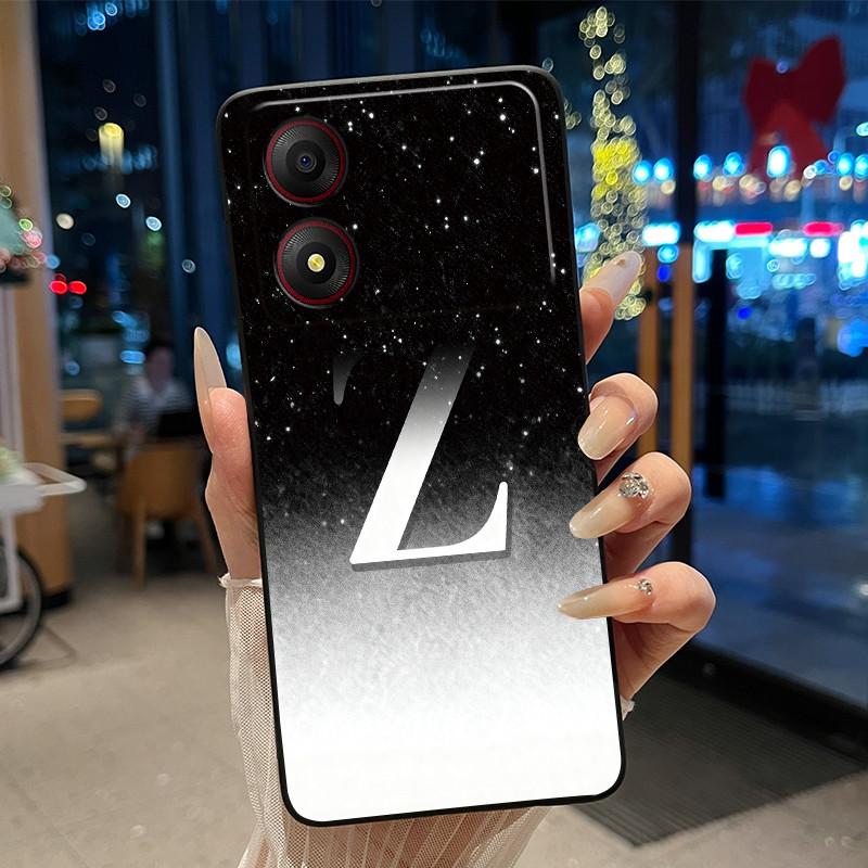 New Design Letter Flower Pattern Soft Silicone Black Phone Case For ZTE Blade A34 4G Anti-scratch Shell ZTE Blade A34 4G Casing