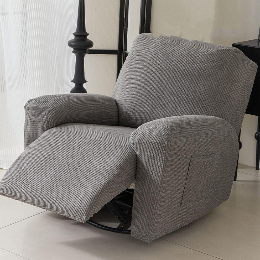4pcs/set Wear-resistant Recliner Chair Cover Stretch Elastic Armchair Slipcover Plush with Pocket Furniture Protector