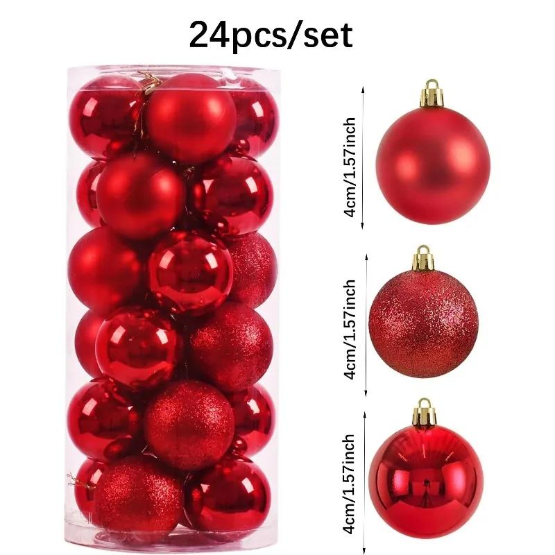 4Cm Christmas Balls Ornaments 24Pc Green Colorful Shatterproof Christmas Tree Diy Decoration Hanging Ball For Xmas Party Wedding