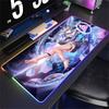 Suport pentru Mouse din Cauciuc RGB Honkai Star Rail Silver Wolf Sparkle Ruan Mei MouseMat LED Mare Tastatură Gaming Mousepad Mat cu Margine Blocantă