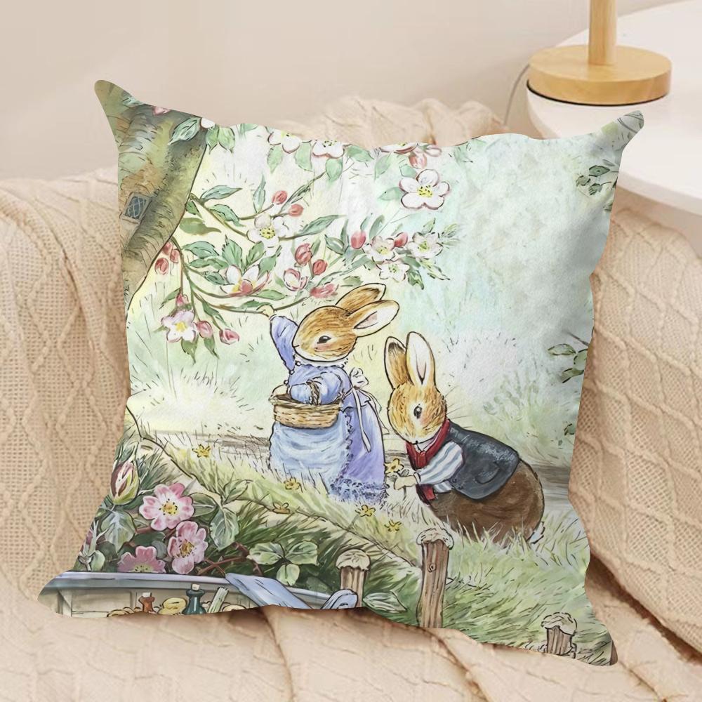 PPeter rrabbit Anime Cushion Cover Silky Short Plush Invisible Zipper Dustproof Sofa Pillow Case for Home Decor