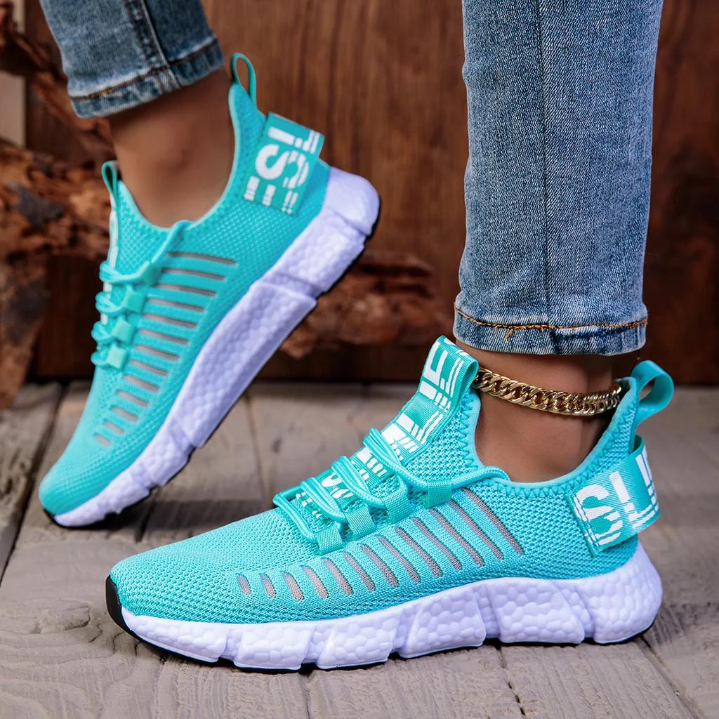 Shoes of Woman Ultra Breathable Trendy Knitted Mesh Lace Up Shoes Comfort Aesthetics Outings Walking Women's Casual Sneaker