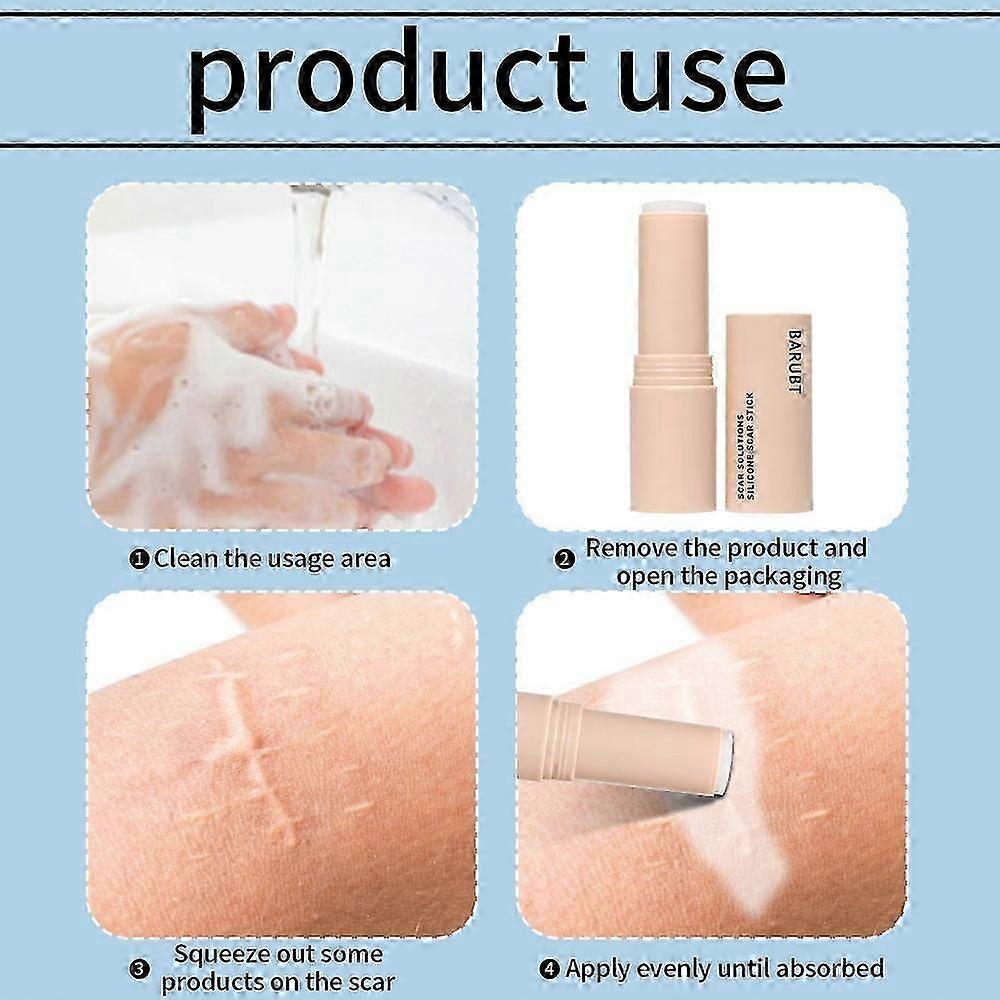 Bastão de Silicone para Cicatrizes 60%, Filme Espesso Sólido Aveludado para Cicatrizes, Fórmula Infundida com Extratos de Centella Asiática e Vitamina E