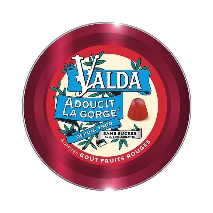 Valda Gommes Sans Sucres Fruits Rouges Adoucit La Gorge 140g