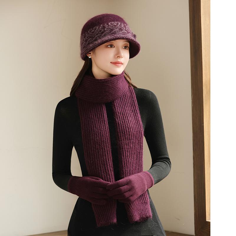 The Elderly Hat Women's Winter Velvet Warm Wool Hat Cold Protection Rabbit Fur Basin Hat