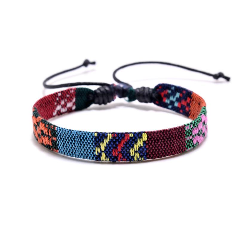 Ethnic Style Multicolor Handwoven Cotton & Linen Bracelet