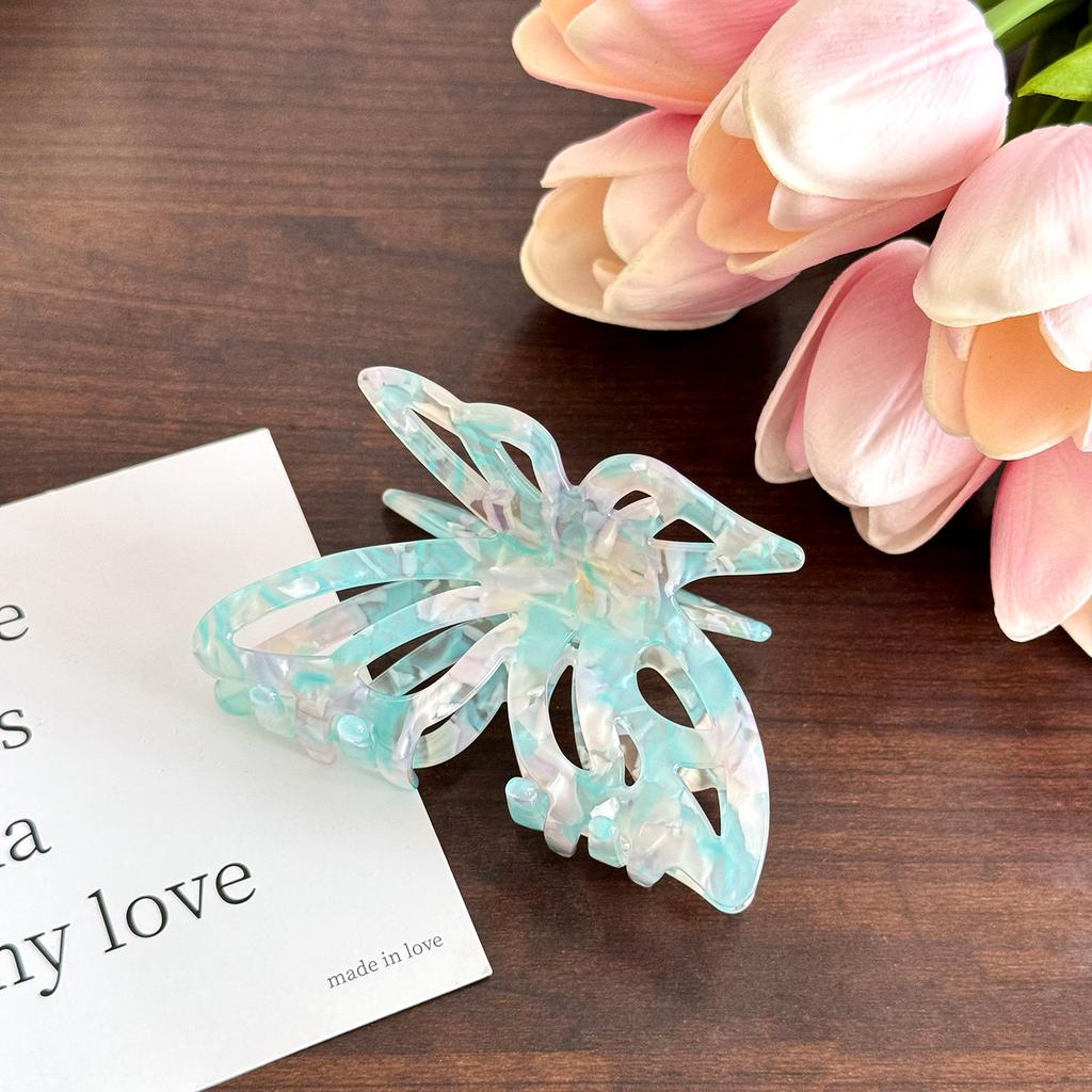 Unique Striped Acetate Butterfly Hair Claw For A Contemporary Touch To Any Hairstyle
