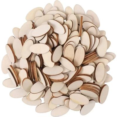 100pcs/lot Unfinished Wood Oval Slices Discs Natural Rustic Wooden Cutout Wood Craft Supplies for DIY Craft Wedding Christmas