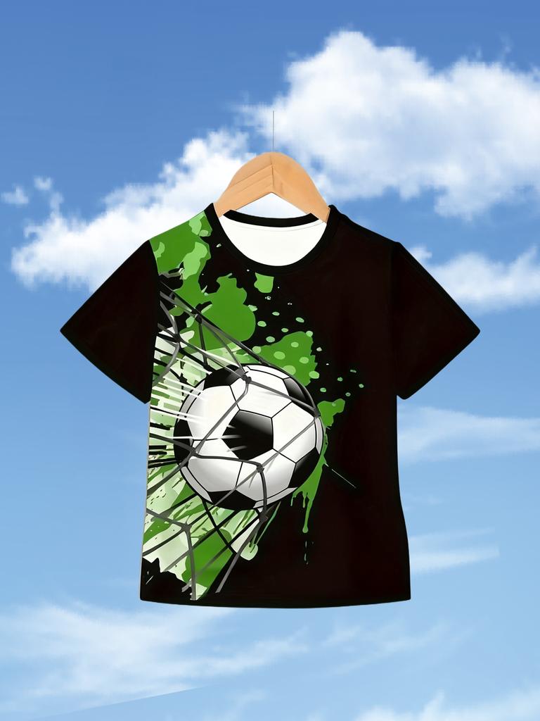 Children's Clothing 3D Football Print Short Sleeve T-Shirt Boy Clothes Summer Casual Quick-Dry Football Shirt Kids Clothes Tops