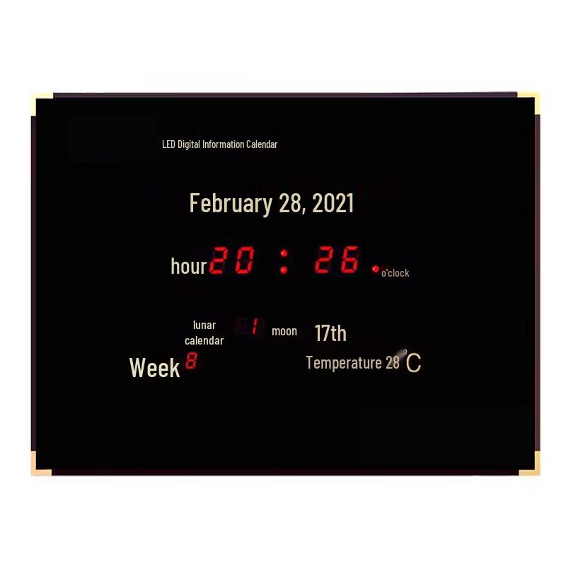 LED Digital Wall Clock with Temperature & Humidity Perpetual Calendar