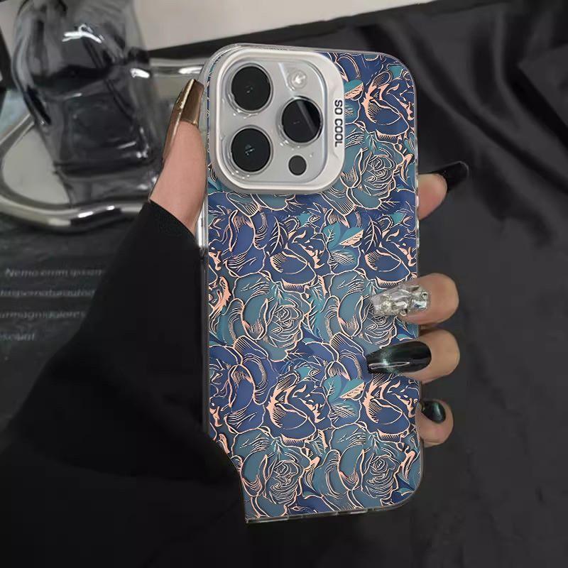 

Чехол для телефона с синим цветочным узором для Apple iPhone 16 promax - мягкий силиконовый защитный чехол для iPhone 16/15/14/13/12/11/Xs/Xsmax/Xr/Plus/Pro Apple 13