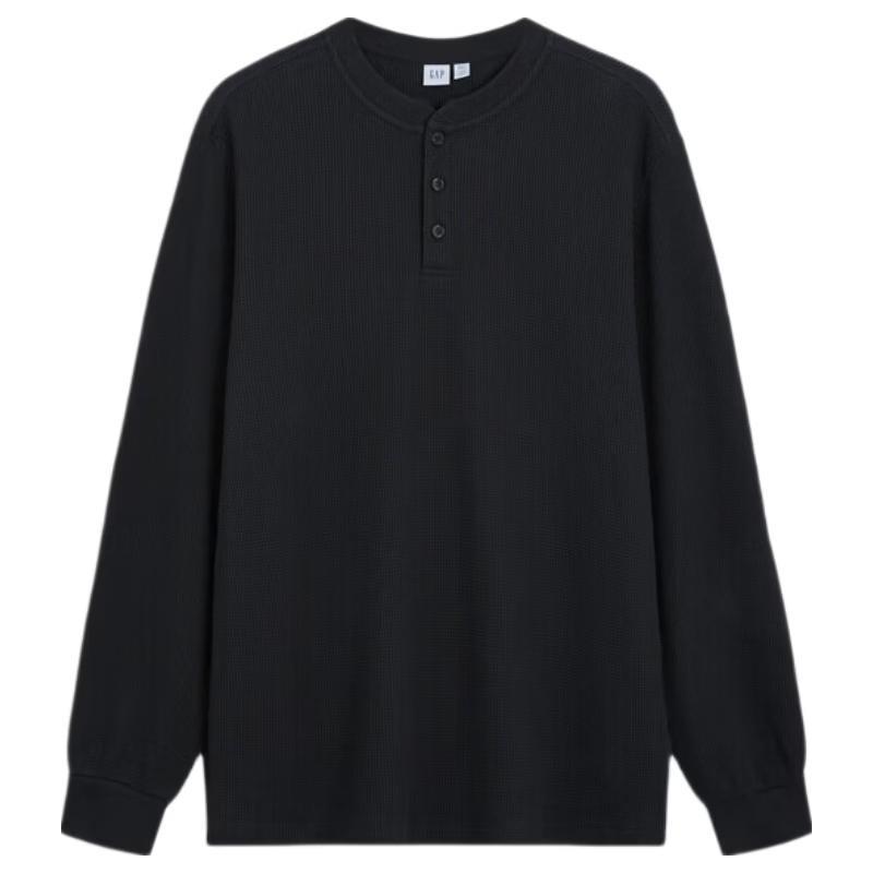 Gap Men's Waffle Texture Henley Long Sleeve T-Shirt