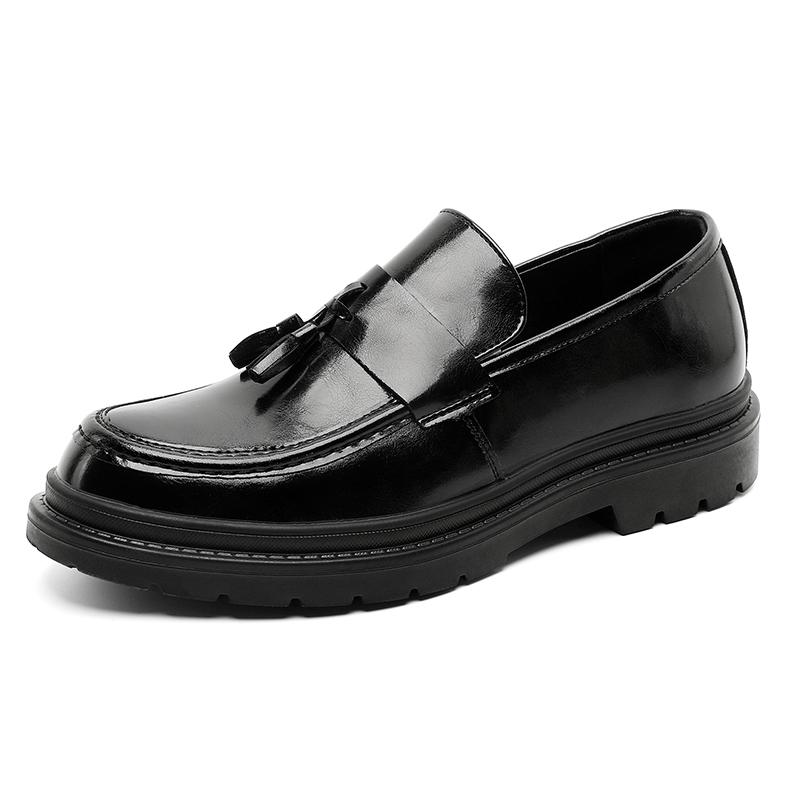 

Новая деловая обувь Толстая подошва Кожа Мужские лоферы Нескользящая повседневная обувь Ручной работы Слипоны Классическая мужская обувь для вождения 46 чёрный