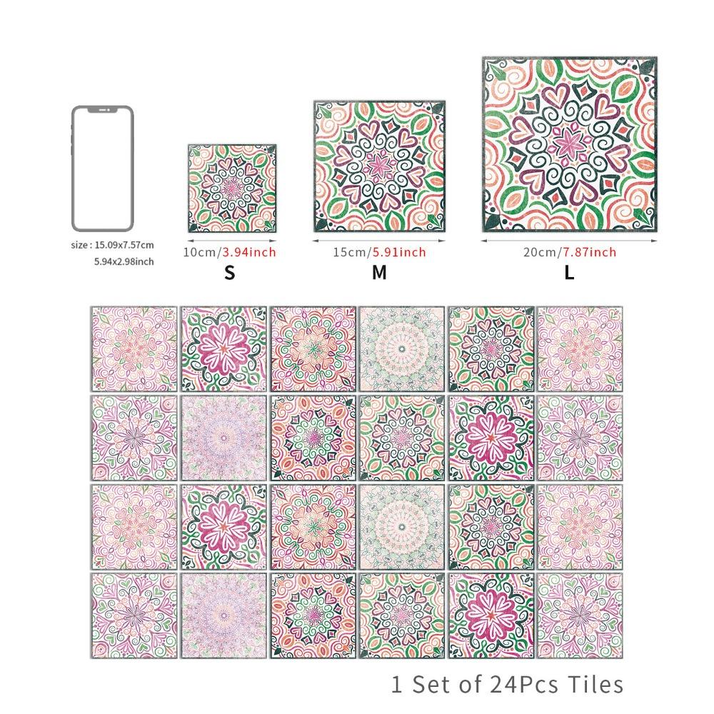 

24 шт./набор Водонепроницаемые самоклеящиеся художественные наклейки на стену 10/15/20 см Кухонные столы Художественная фреска Пол 10*10cm-Style G