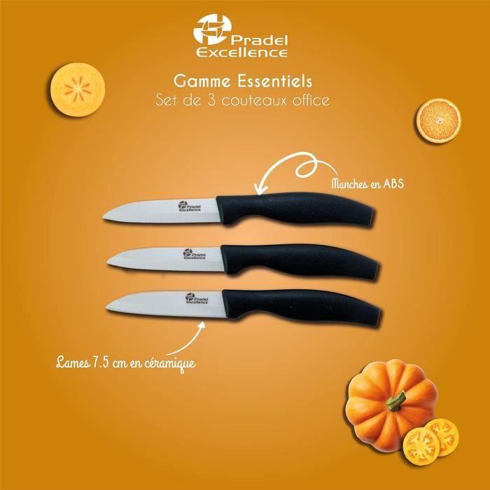 Lot De 3 Couteaux Office Lame Céramique Pradel Excellence