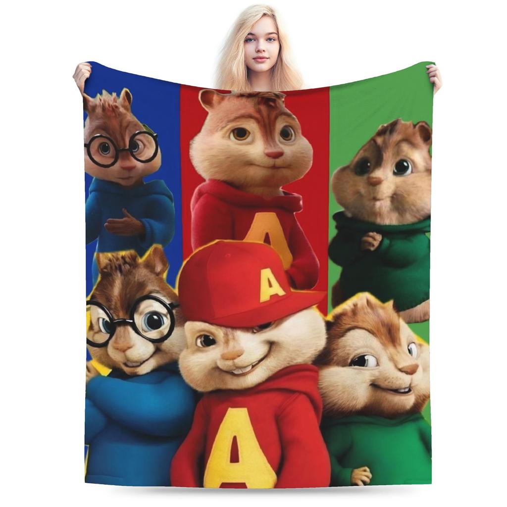 Super měkká deka Alvin a Chipmunkové Prémiový flanelový fleece Lehká přikrývka Teplé plyšové deky pro všechna roční období