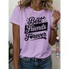 Women'S Casual Sports T-Shirt, Round Neck T-Shirt, Best Friends Forever, White Bestie Theme Fashion, Trendy Gift, Casual Bestie Outfit,