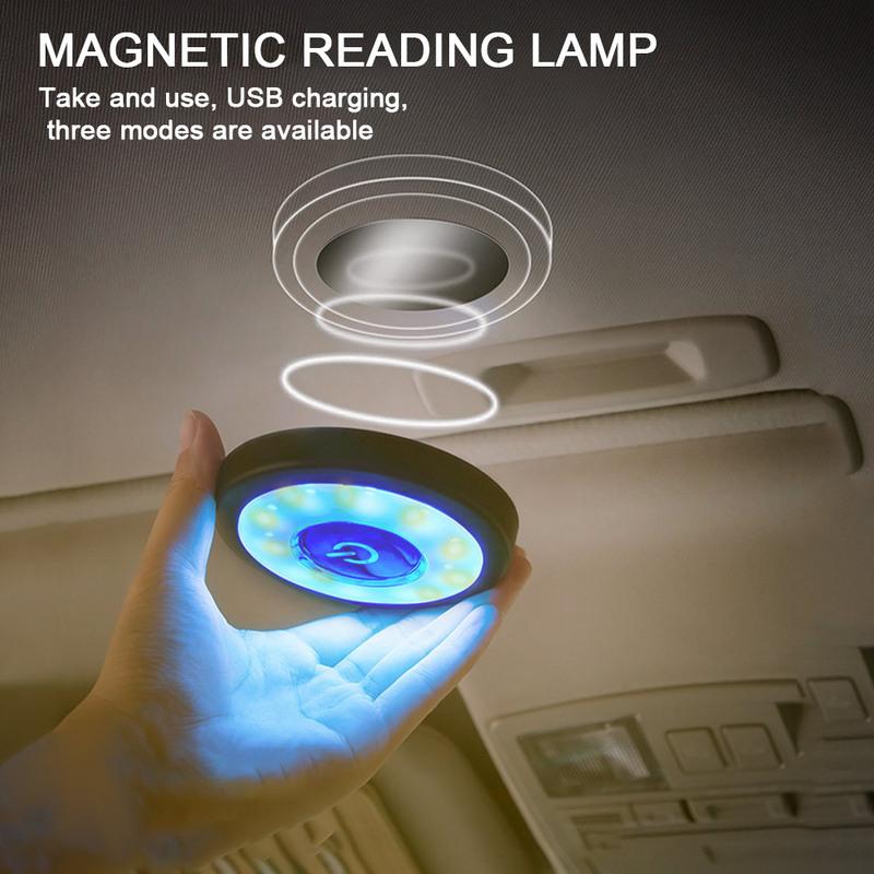 Universal Car LED Reading Lamp Round Ceiling light USB Charging Waterproof Magnet Interior Lighting Atmosphere Light