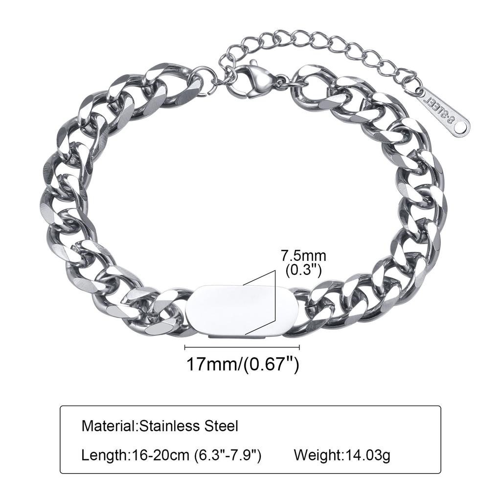 Initialen Cuban Chain Armbänder für Männer Jungen, Alphabet A-Z 26 Buchstaben Edelstahl Kette Armband Verstellbar, Trend Schmuck Geschenk