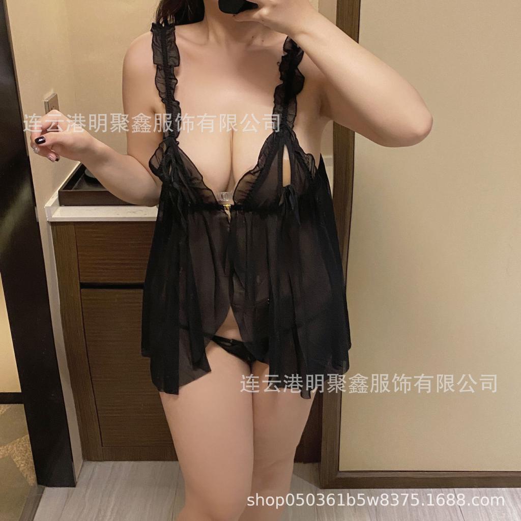 Large Size Erotic Underwear Sexy Pajamas Women's Summer Thin Mesh See-through Temptation Fat Mm Hot