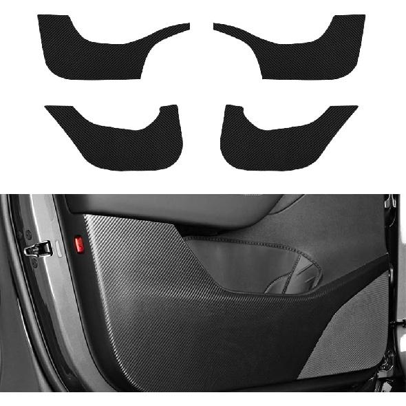 Car Door Anti Kick Sticker Compatible with Tesla Model Y 2025,Leather Material Door Protection Sticker,Automotive Interior Accessories (Carbon Fiber