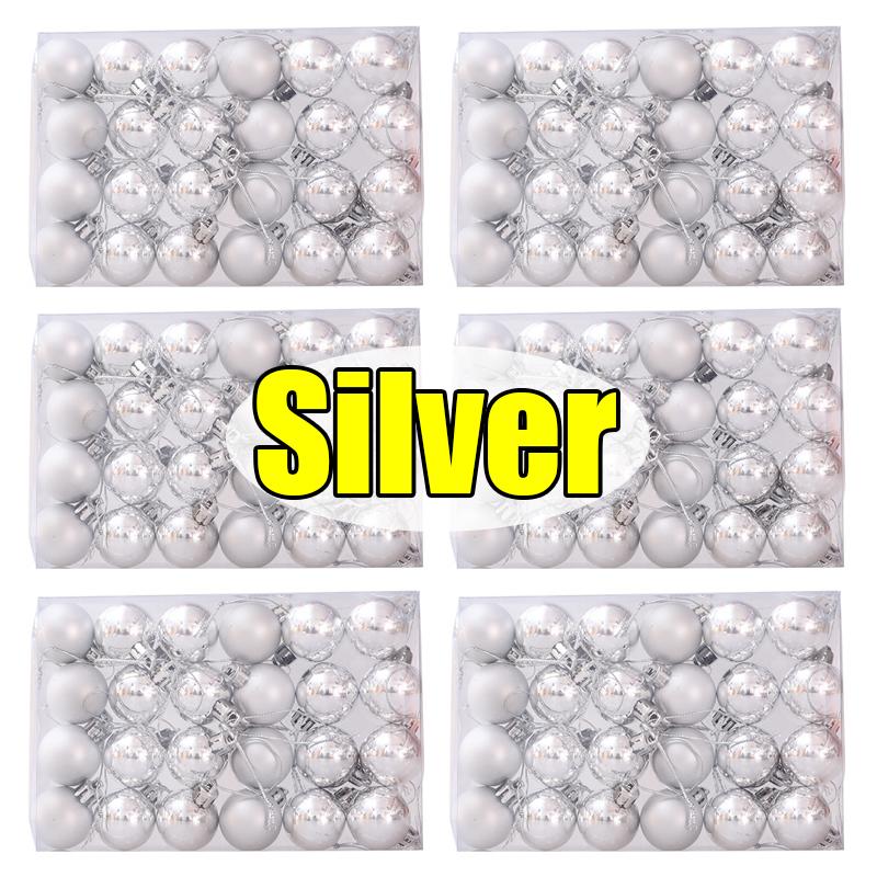 

24pcs/box Mini Electroplated Christmas Balls Ornaments Xmas Tree Pendant Decoration Hanging Ball Party Home Decor Festival Gifts 24pcs-(1 box) серебряный