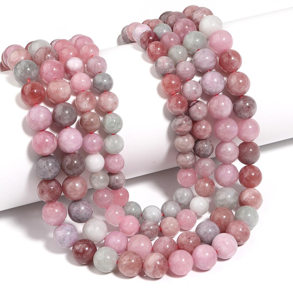 1 Filo 6/8/10mm Perline di Pietra Naturale Giada Colorata Rotonde Lente Distanziatrici Per Creazione Gioielli Braccialetti Fai da Te Collane Accessori