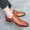 Retro Brown Leather Shoes Men High Quality Classic Men's Dress Shoes Business Wear Formal Shoes For Men Sapato Social Masculino