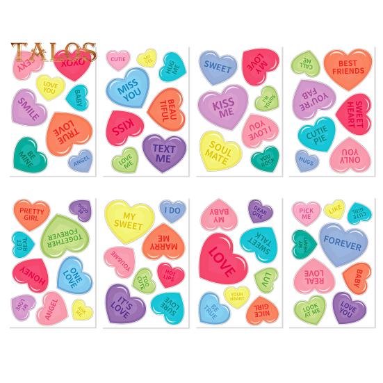 8 Sheets/Set Love Heart Window Cling PVC Reusable Colorful Valentine's Day Heart Shaped Electrostatic Glass Cling Decoration Sticker Decal
