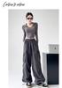 Women’s High Waist Wide Leg Windproof Cargo Pants - Black, Spring/Summer 2025 Collection