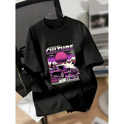 Cartoon Racing Culture Printed T-shirt Casual and Versatile Style Meets the Needs of Daily and Outing Wear In Summer