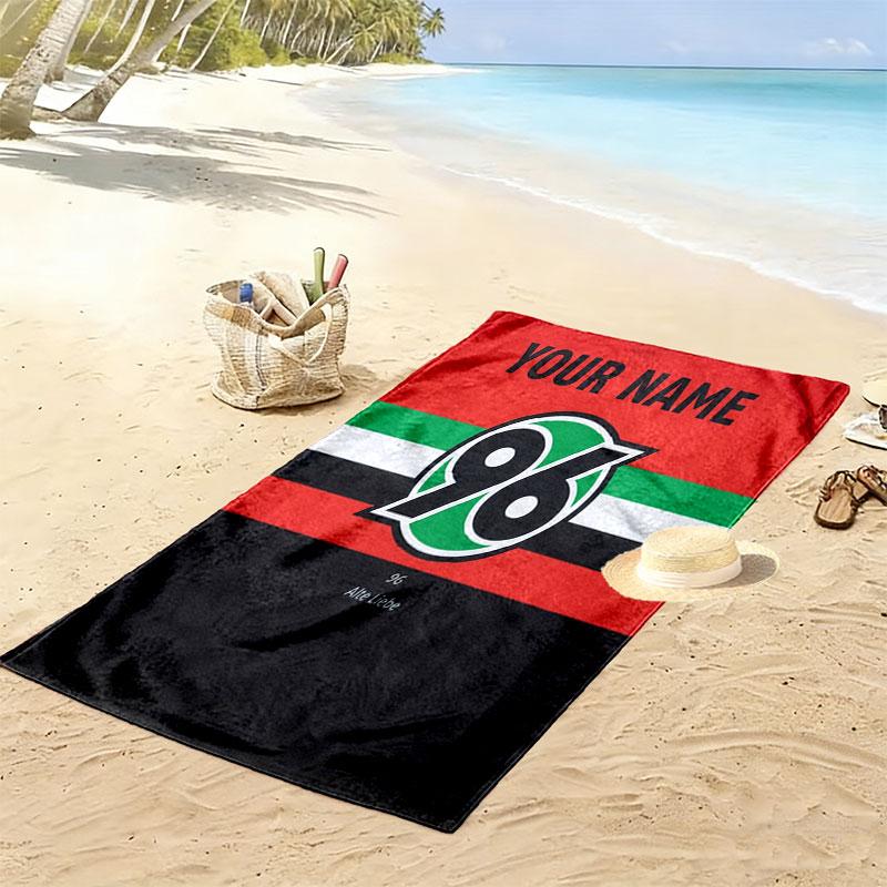 Hannover 96 Custom Name Print Beach Towel, Large Soft Quick Dry Towel for Beach Camping Swimming