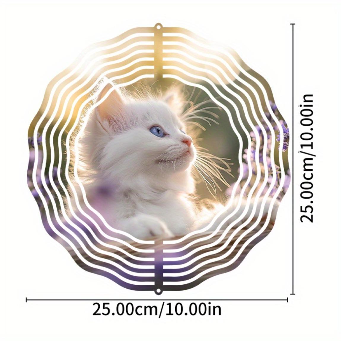 

10 Inch Hanging Wind Spinner with Lavender Cat Design for Outdoor Garden Balcony Decor 360 Degree Rotating Hook Perfect Gift for Friends 01A