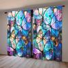 2-Panels Stained Glass Butterfly Semi Blackout Curtain   Half Blackout Suitable for Artistic Home Decorative Curtains
