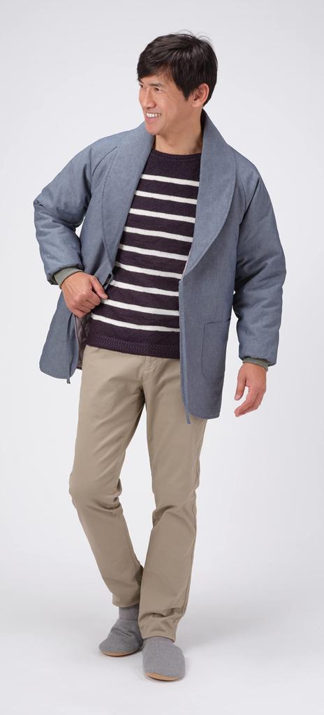 And Stylish Hanten Jacket for Sizes Lightweight, Warm, Men. Navy, M-L.