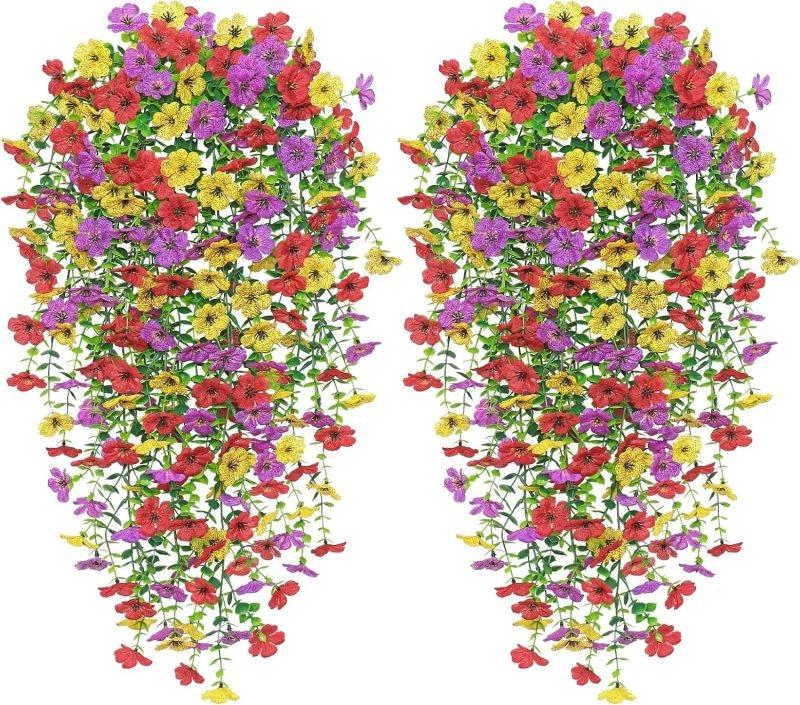 

2/4PCS Artificial Flowers Rattan Morning Glories Vine Outdoor Wedding Wreath Bridal Home Room Yard Festival Decor Garden Party 2PCS