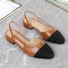 Women's Shoes Low Heel Rear Empty Bag Head Sandals Flat High Heel Color Matching Thick Heel Single Shoes Middle Heel